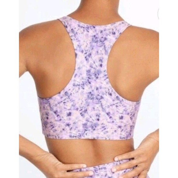 Calme Johnny Was Sports Bra Sz L Endurance Cosmic Purple Print Racer Back - Picture 11 of 11